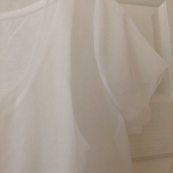 Ann Taylor white & sheer short sleeve blouse - Picture 6 of 7